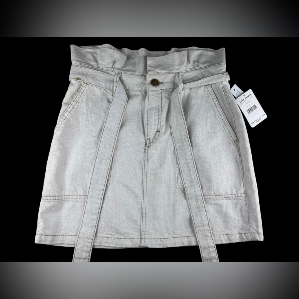 Free People Size 6 NEW Splendor in the Grass Skirt Oatmeal Color Linen